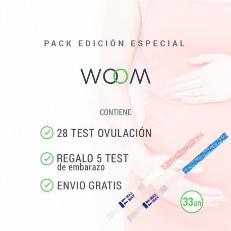 28 test de ovualcion + 5 test de embarazo GRATIS + Envio GRATIS. Pack Especial Woom